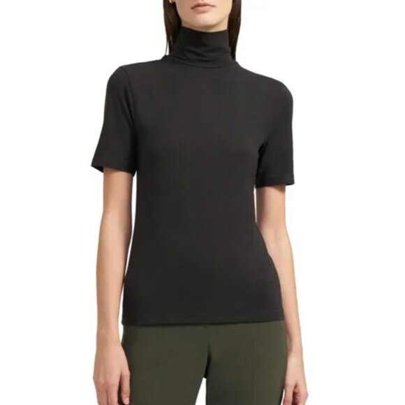Theory Naneik Black Ribbed Turtleneck Sweater Medium Womens Cotton Stretch - Picture 1 of 9